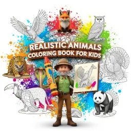 Realistic Animals Coloring Book for Kids